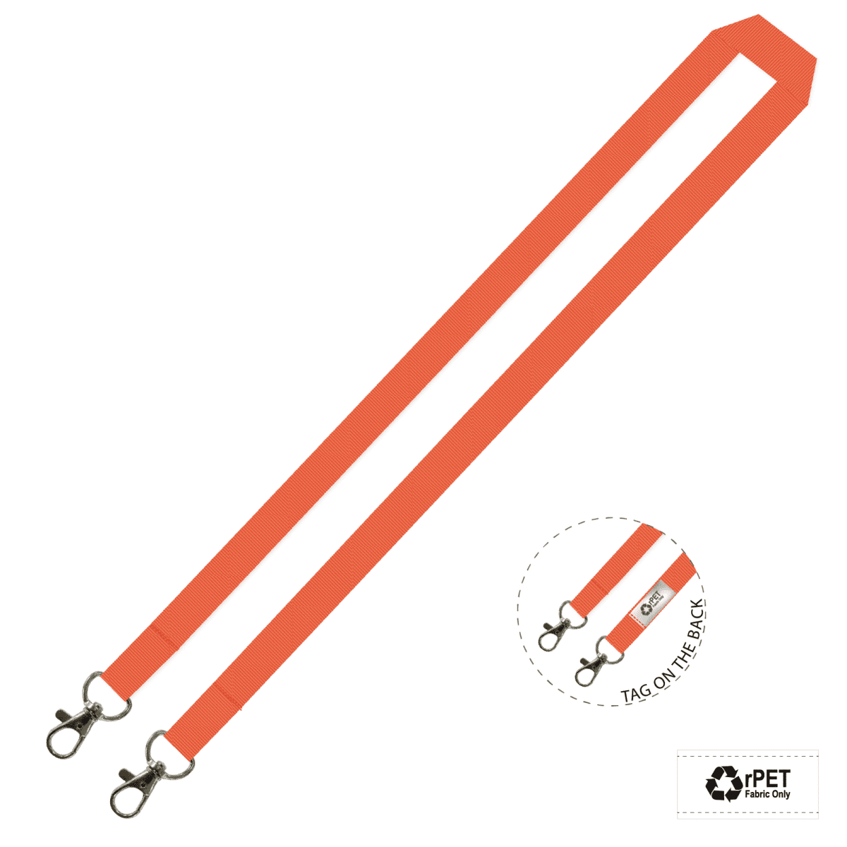 Gemini Plain Lanyard with Double Carabiner - 15mm rPET