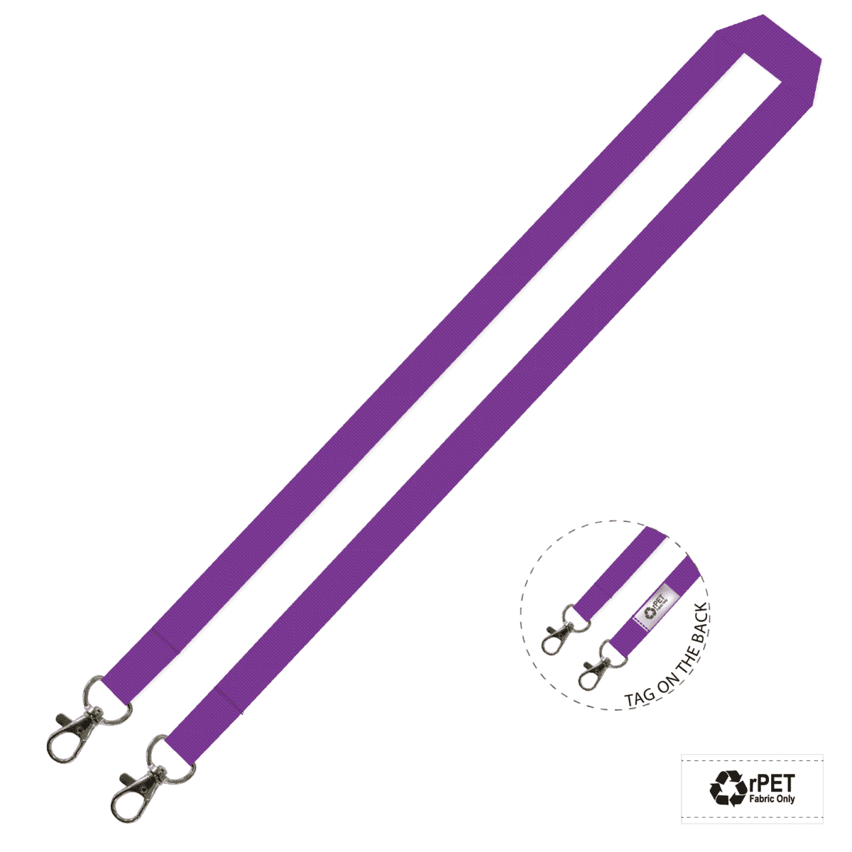 Gemini Plain Lanyard with Double Carabiner - 15mm rPET