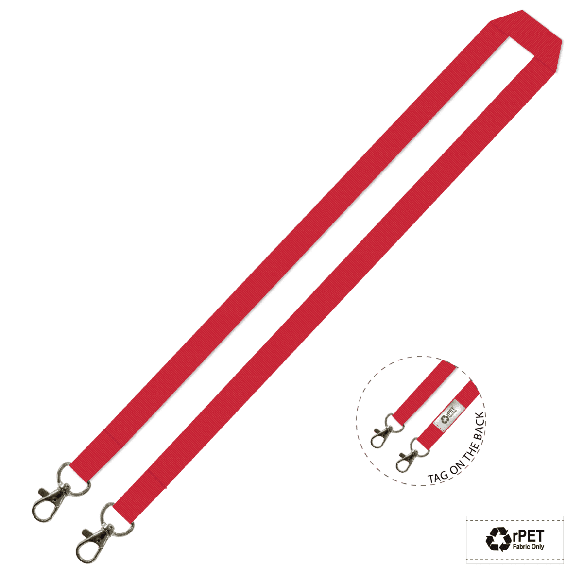Gemini Plain Lanyard with Double Carabiner - 15mm rPET
