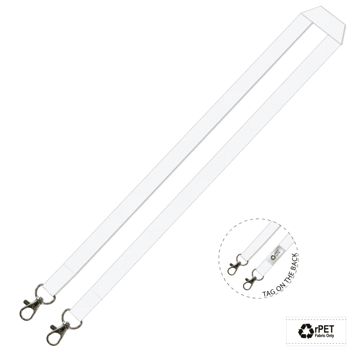 Gemini Plain Lanyard with Double Carabiner - 15mm rPET