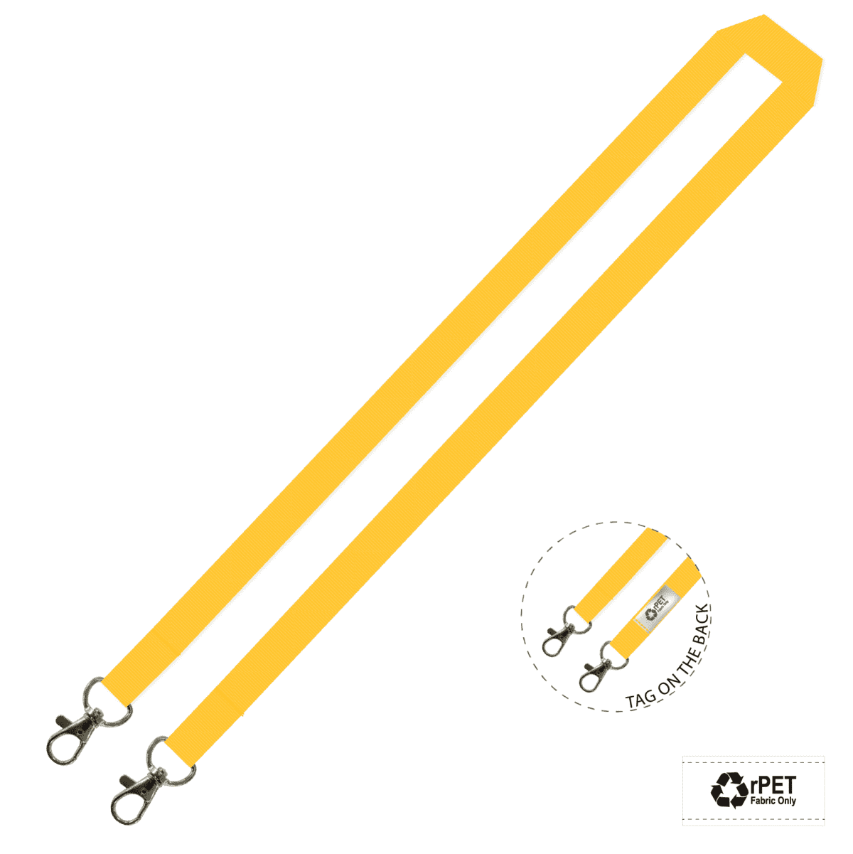 Gemini Plain Lanyard with Double Carabiner - 15mm rPET