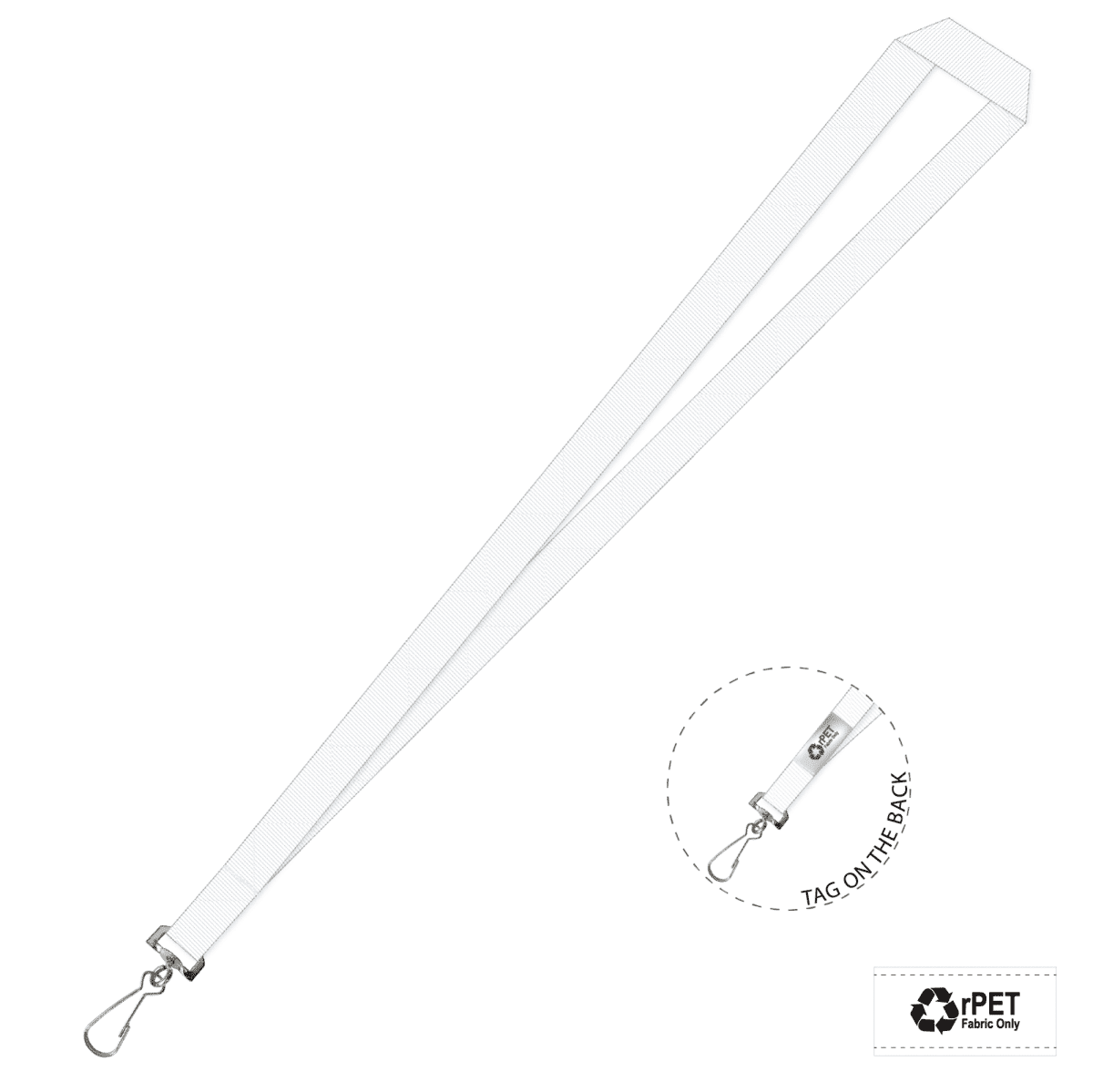 Gemini Plain Lanyard with Swivel Hook - 15mm rPET