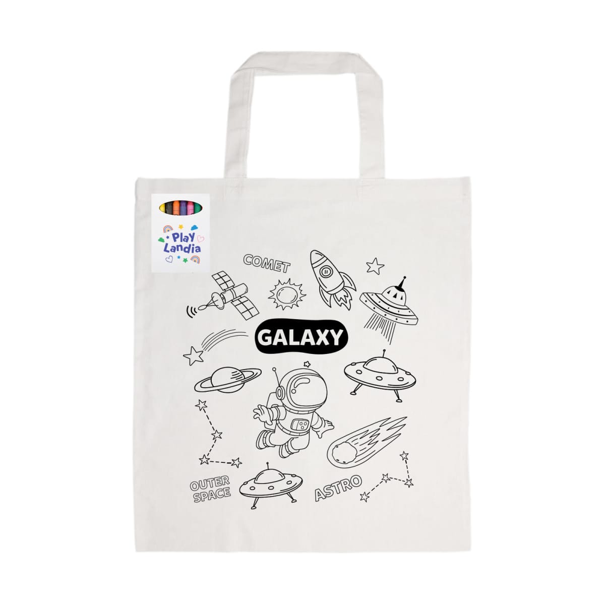 Colouring Short Handle Cotton Bag & Crayons