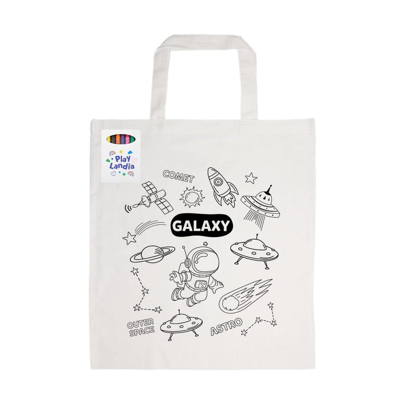 Colouring Short Handle Cotton Bag & Crayons