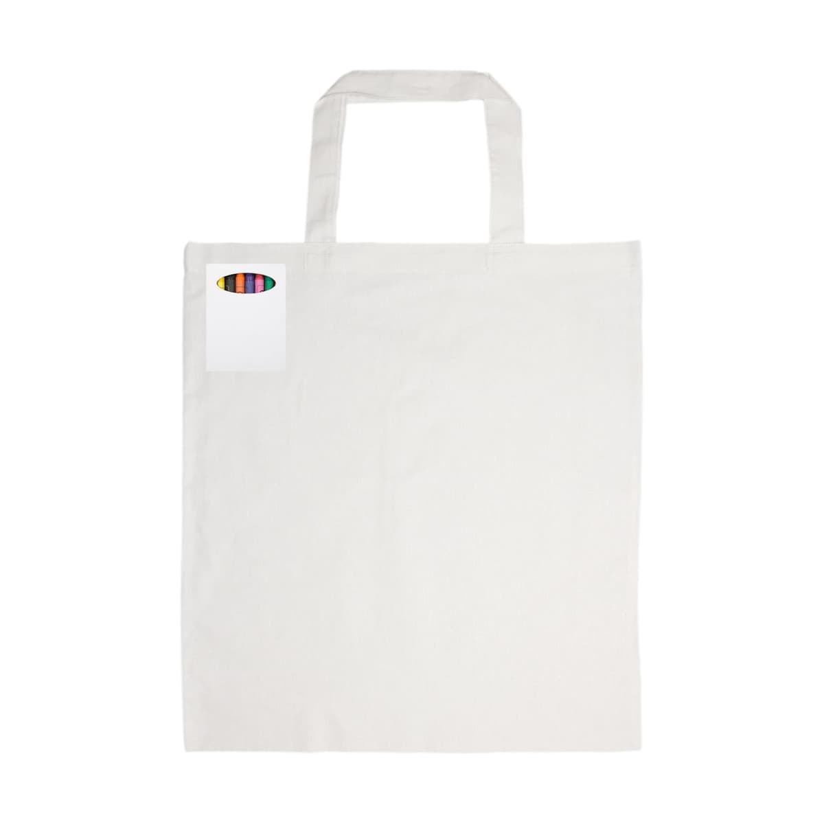 Colouring Short Handle Cotton Bag & Crayons