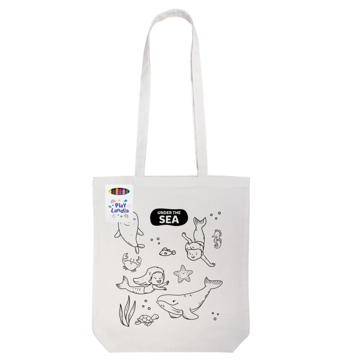 Colouring Long Handle Cotton Bag & Crayons