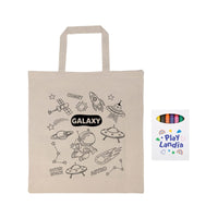 Colouring Short Handle Calico Bag & Crayons