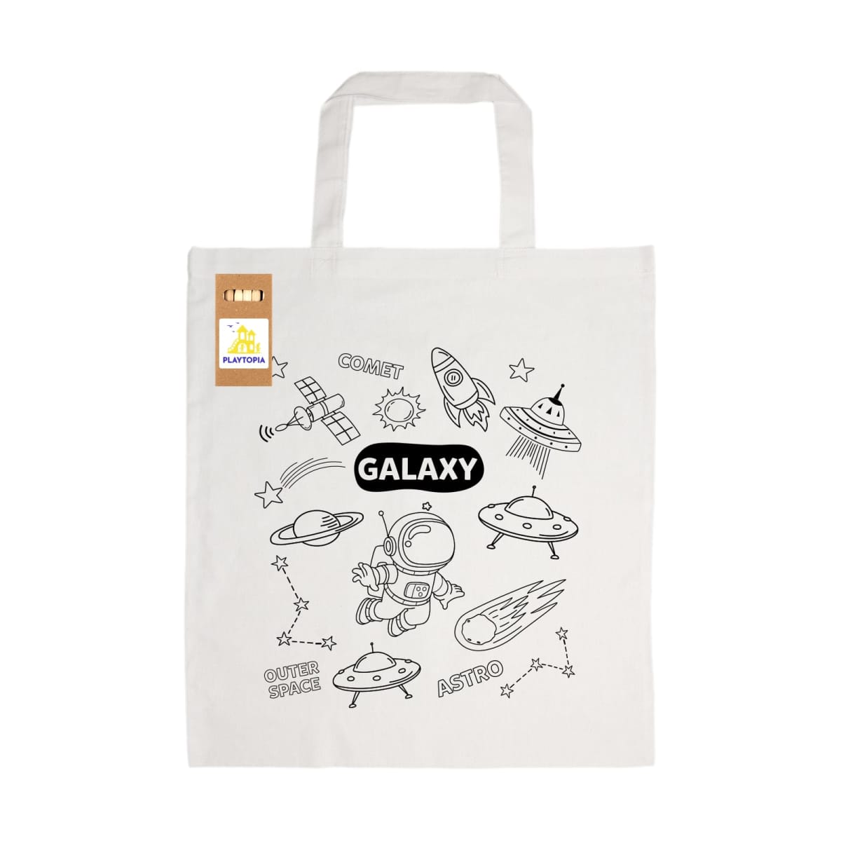 Colouring Short Handle Cotton Bag & Pencils