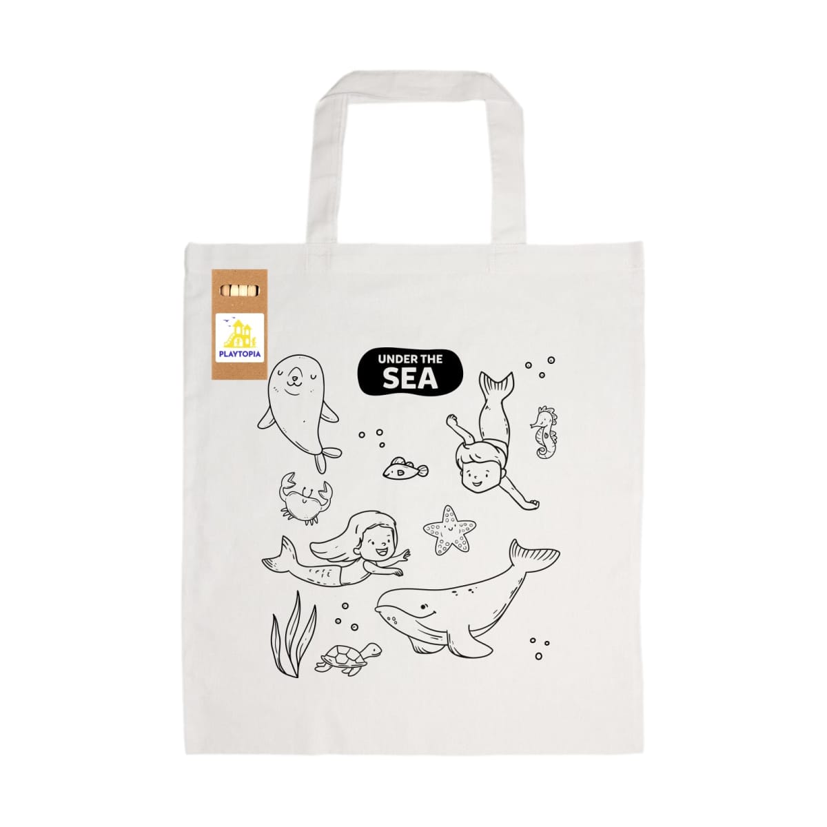 Colouring Short Handle Cotton Bag & Pencils