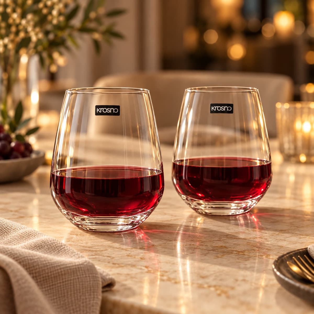 Krosno Duet Stemless Wine Glass Set