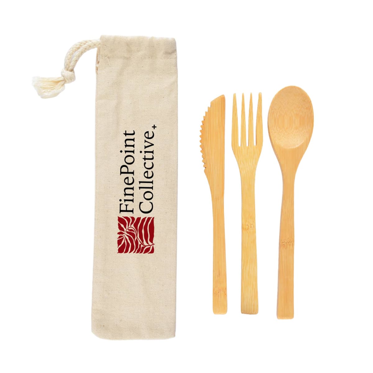 Miso Bamboo Cutlery Set in Calico Pouch