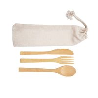 Miso Bamboo Cutlery Set in Calico Pouch