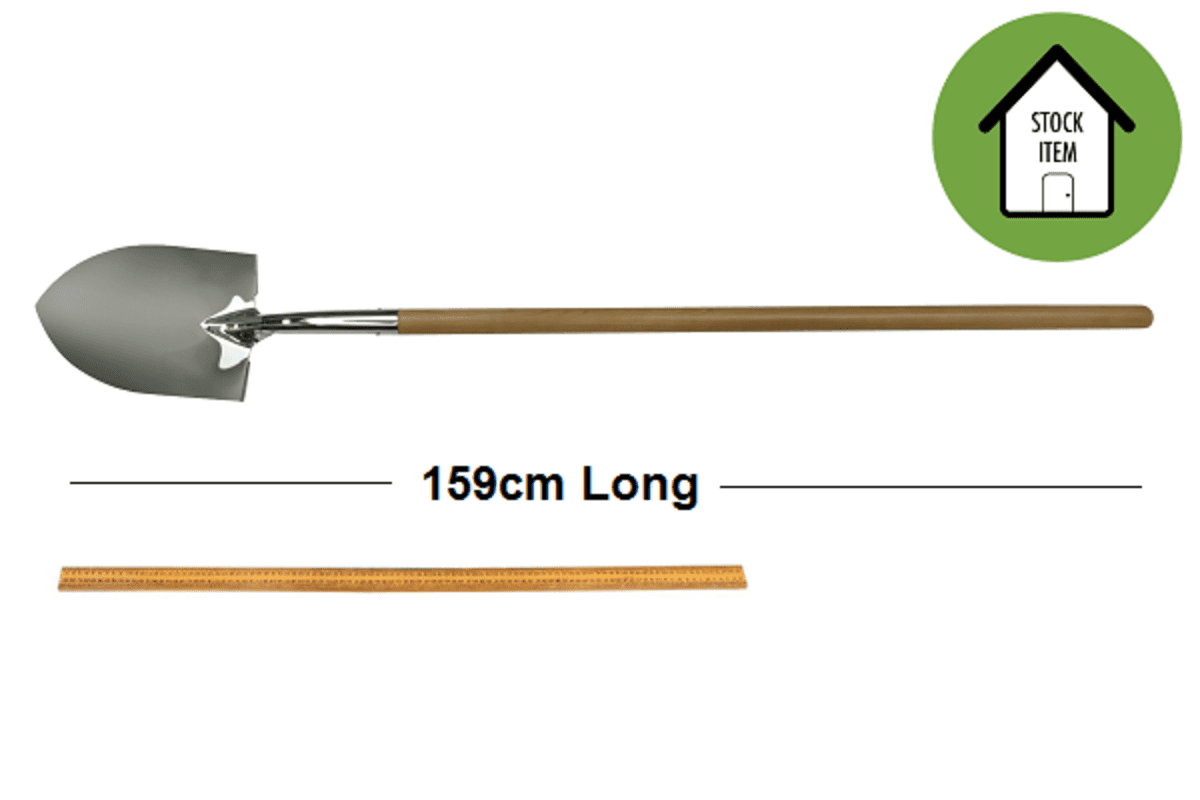 Chrome Groundbreaking Ceremonial Shovel with long wooden handle