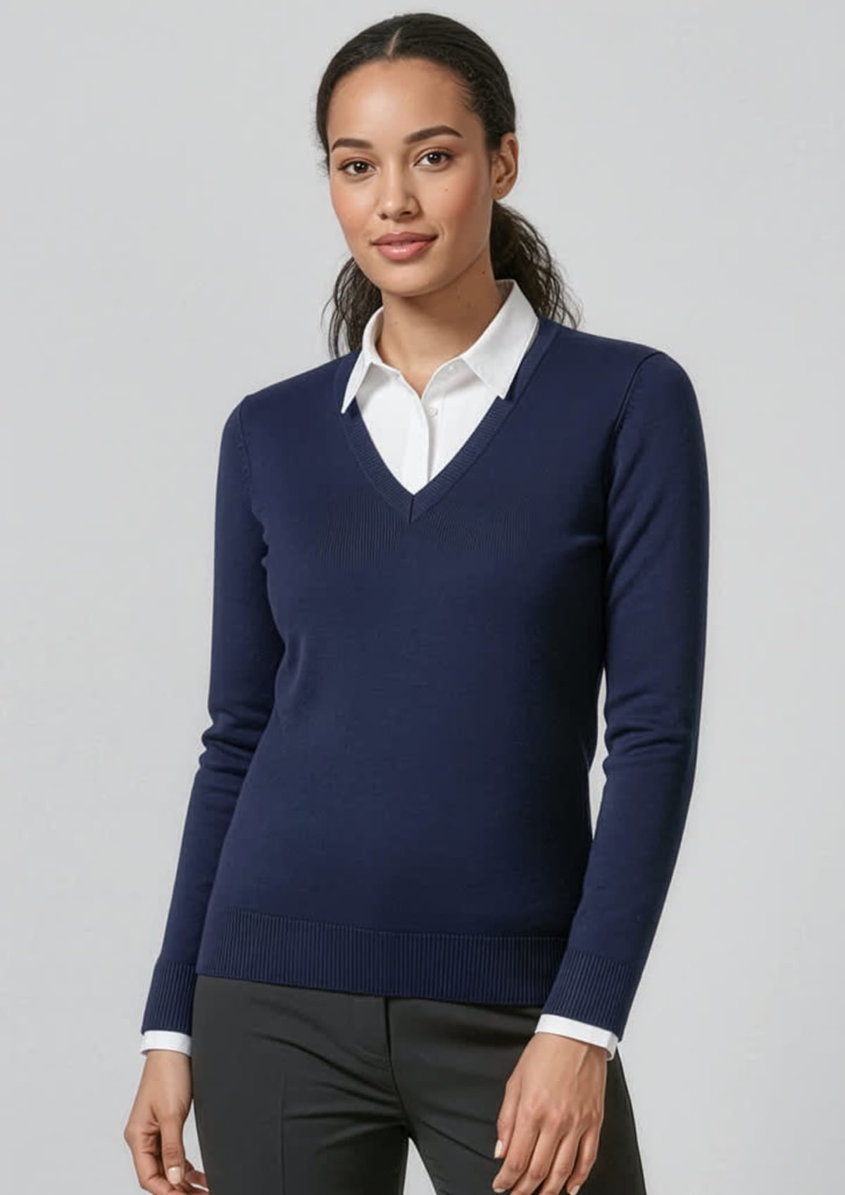 Womens V-Neck Knit Pullover