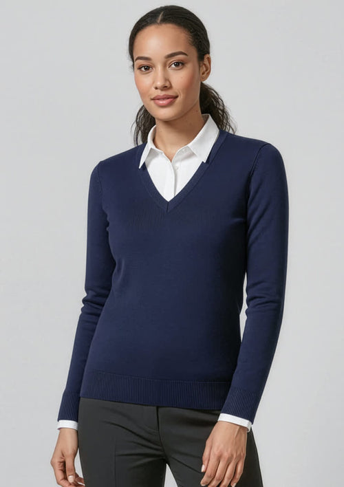 Womens V-Neck Knit Pullover
