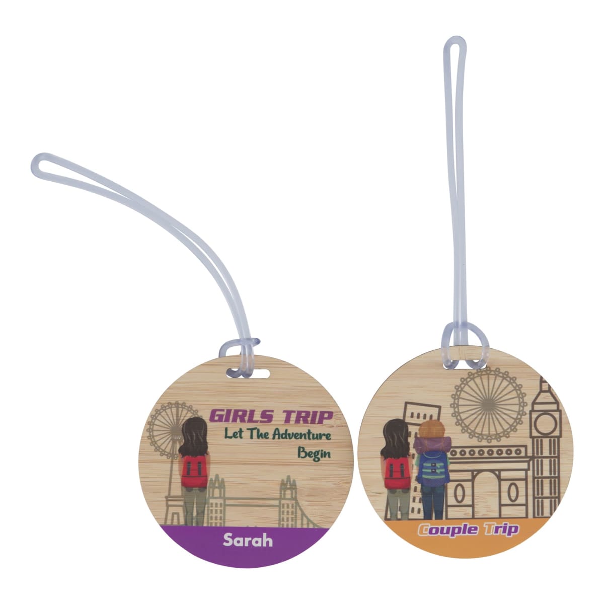 Bamboo Luggage Tag Round 75mm Slotted