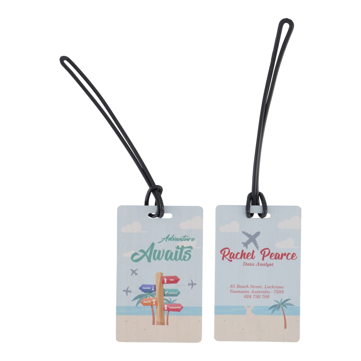 Bamboo Luggage Tag 85.5 x 54mm Slotted