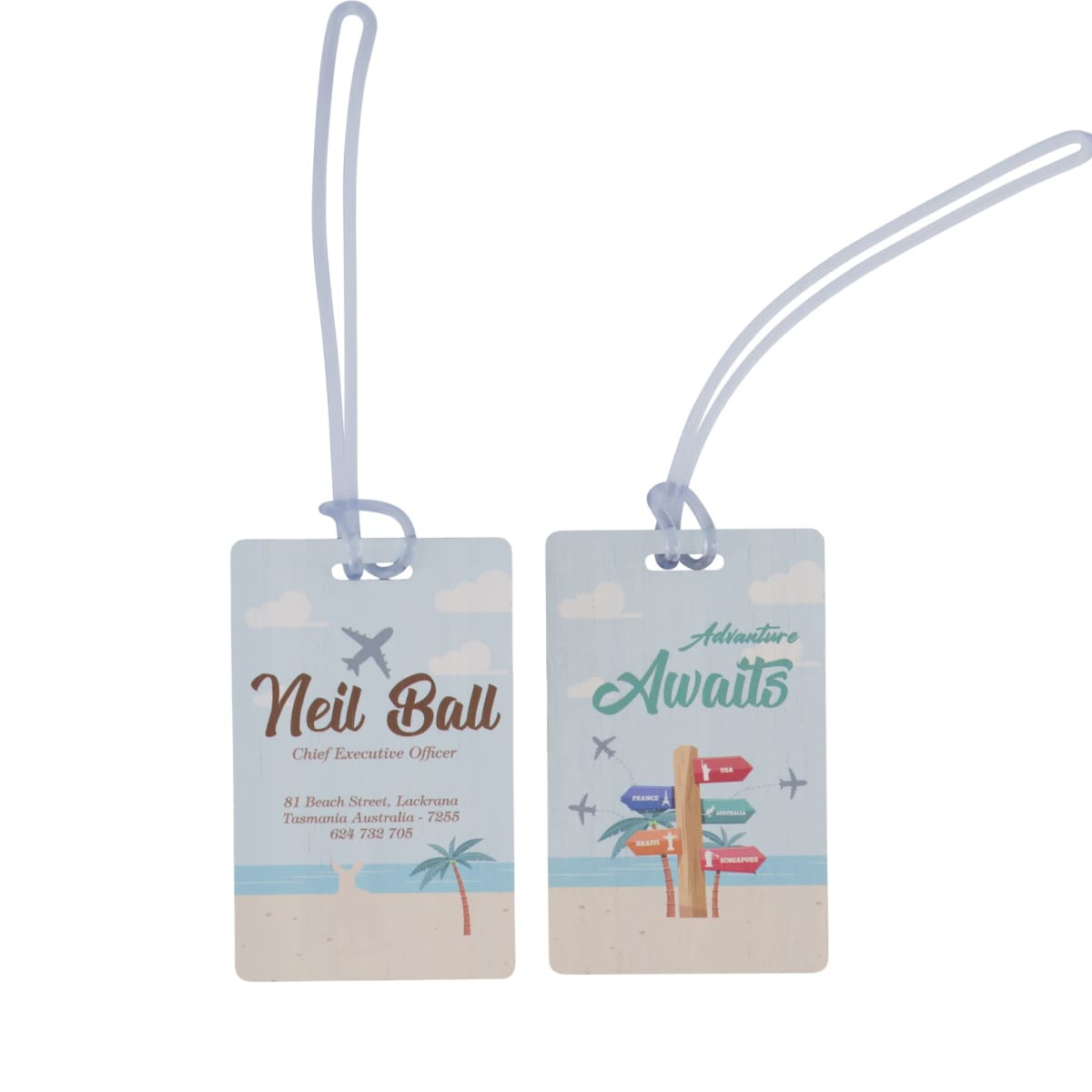 Bamboo Luggage Tag 85.5 x 54mm Slotted