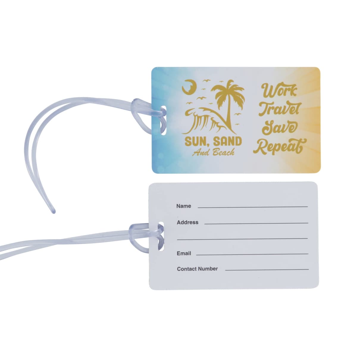 Plastic Luggage Tag 85.6 x 54mm with Address Panel on Reverse Slotted