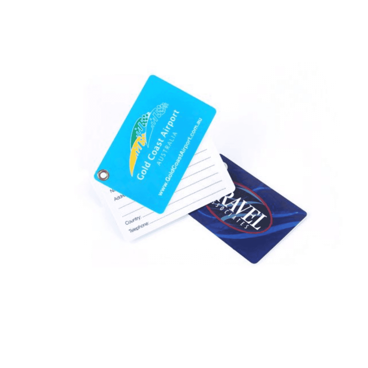 Plastic Luggage Tag CreditCard Style with Eyelet - Indent