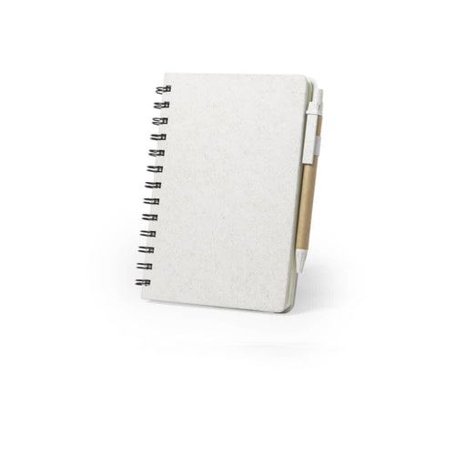 Notebook made from recycled cardboard and wheat straw ring bound