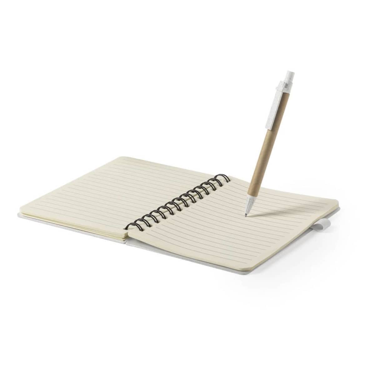 Notebook made from recycled cardboard and wheat straw ring bound