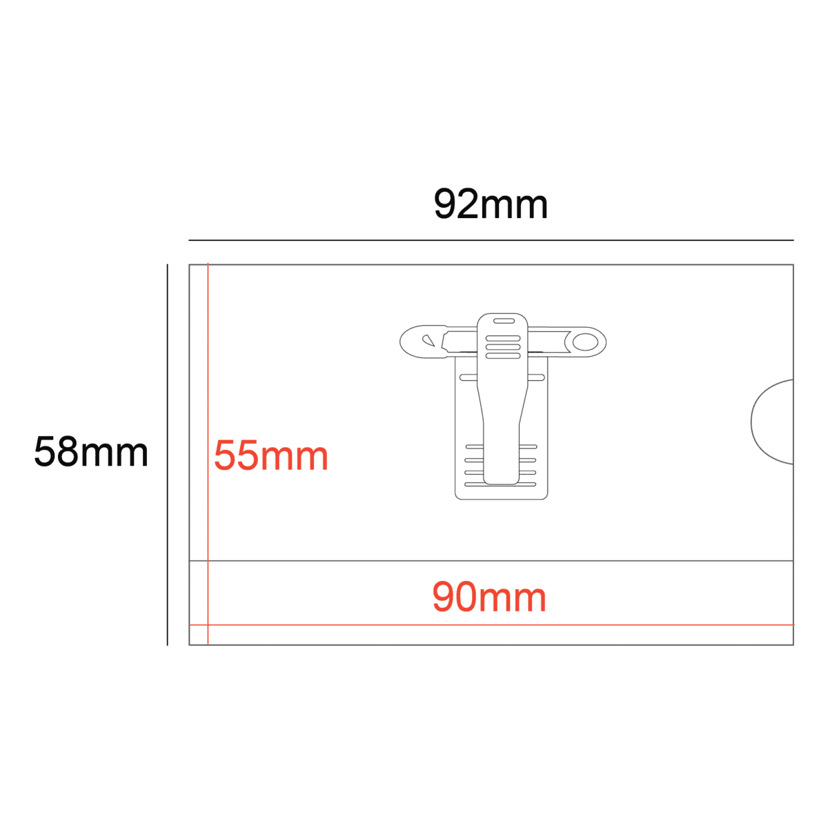 Business Size 90x55mm Rigid Card Holder Clip & Pin