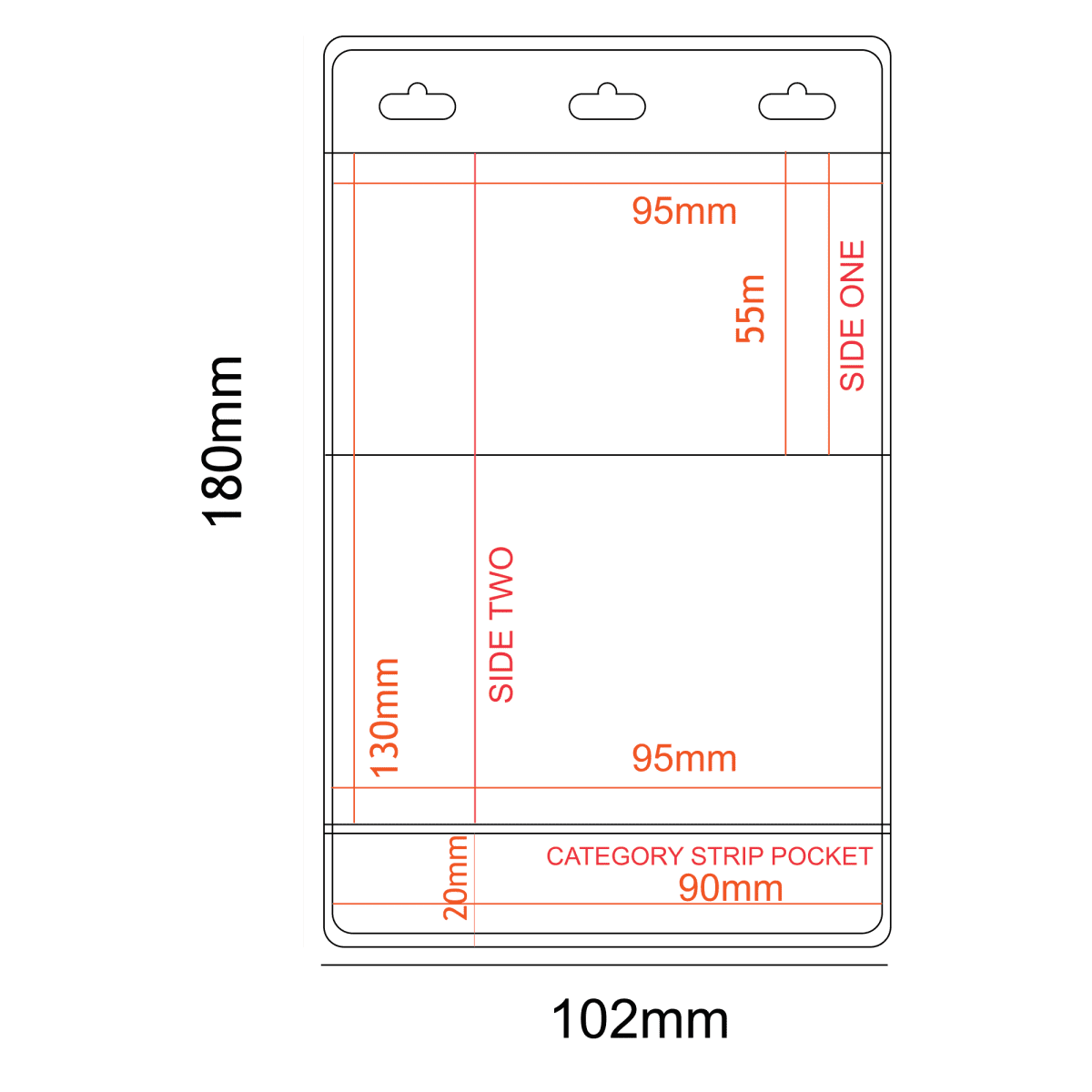 PVC Pocket Holder 95x130mm 3 Pocket 3 Slots