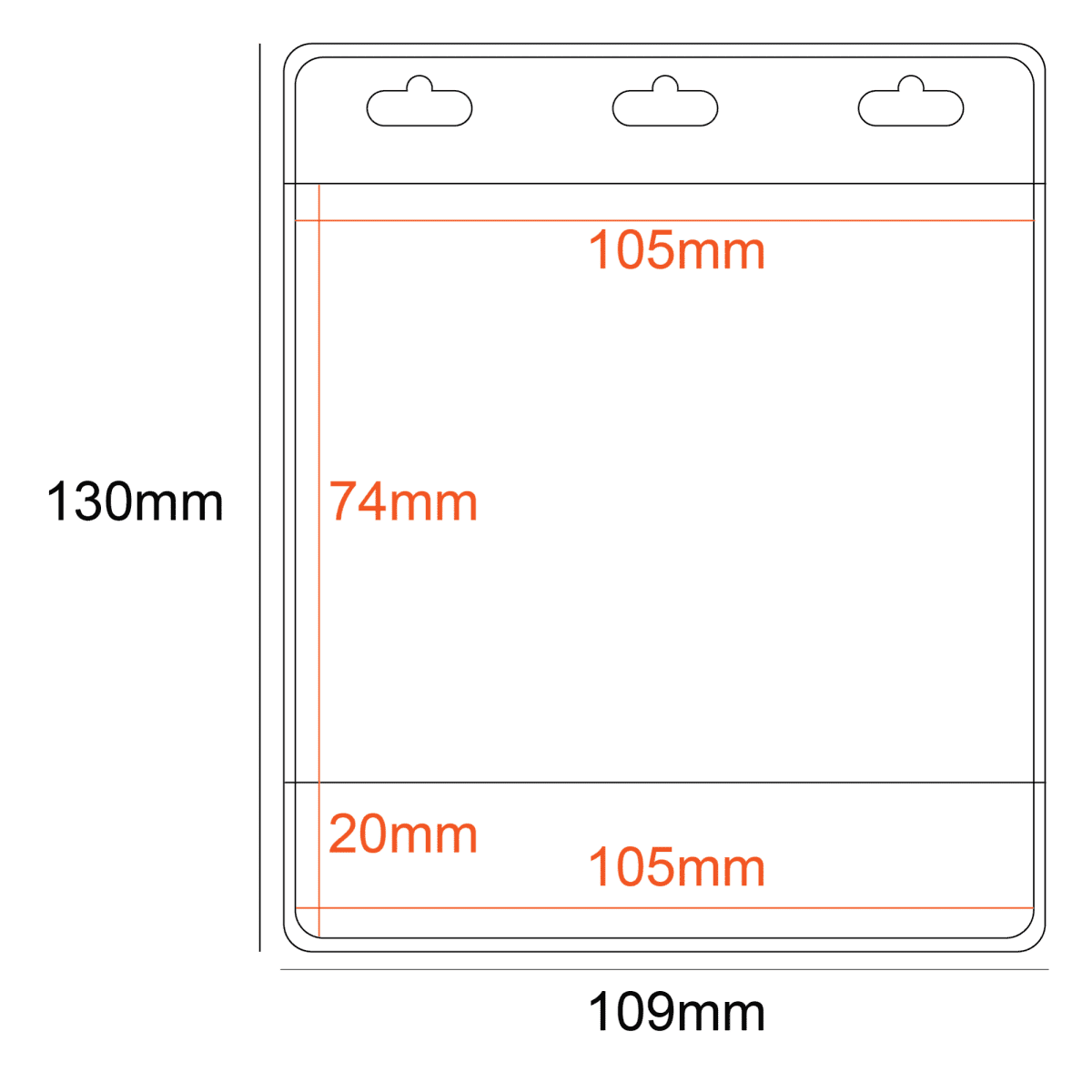 PVC Pocket Holder 105x74mm Category Strip 3 Slots