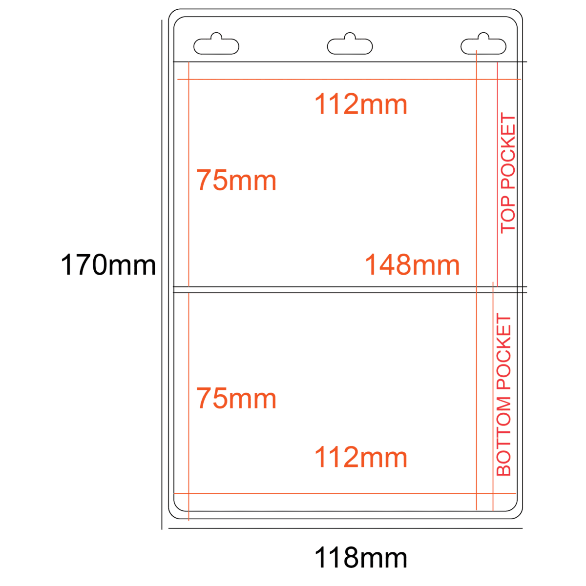 PVC Pocket Holder A6 Size 3 Pockets 3 Slots.