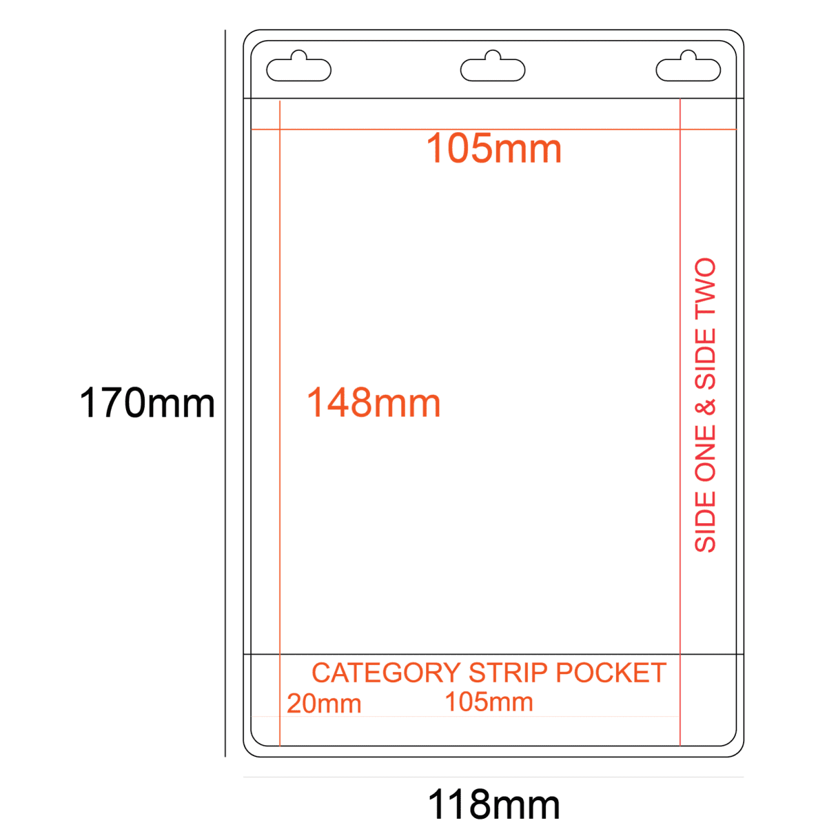 PVC Pocket Holder A6 Size 2 Pocket Category Strip 3 Slots