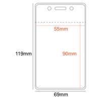 Business Size 55x90mm PVC Pocket Holder Portrait ZipLock 1 Slot