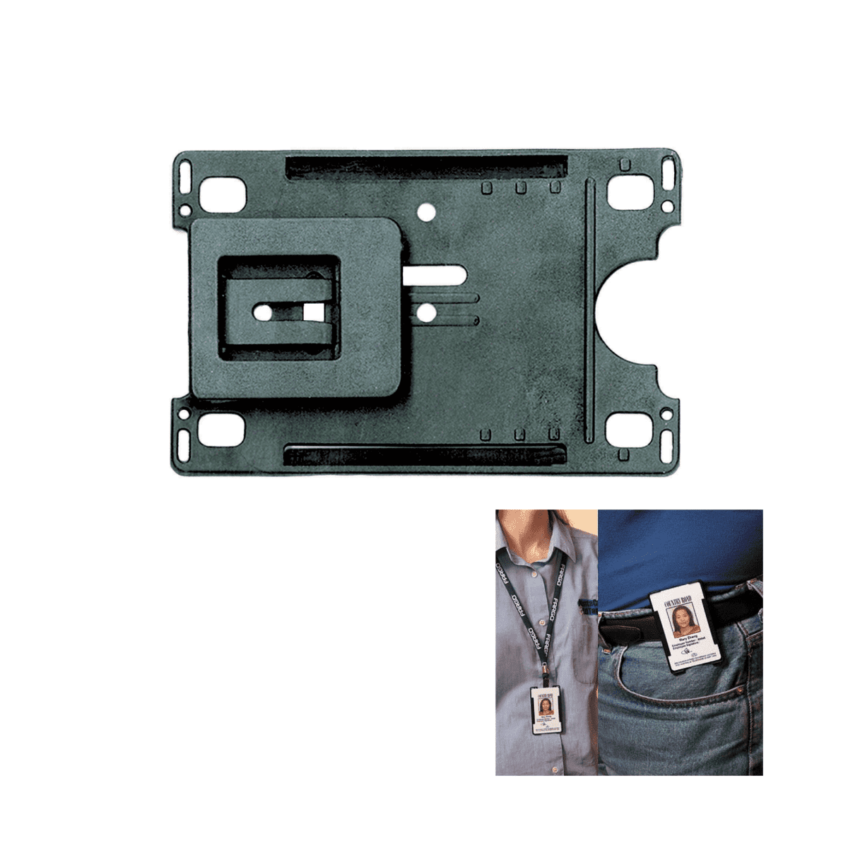 Plastic Rigid Black Card Holder Swivel Hook Clip