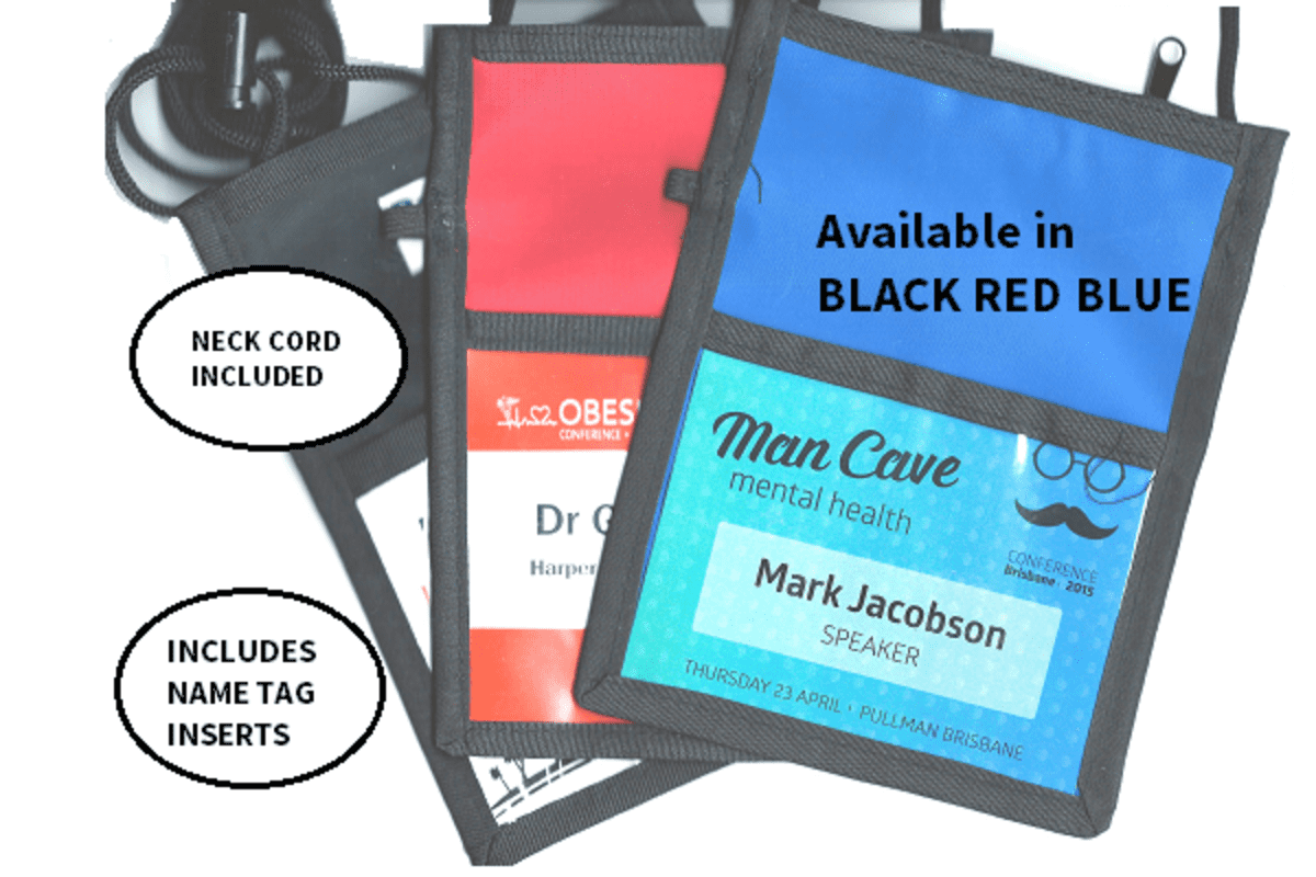 Nylon neck wallet with printed inserts - no logo print on wallet