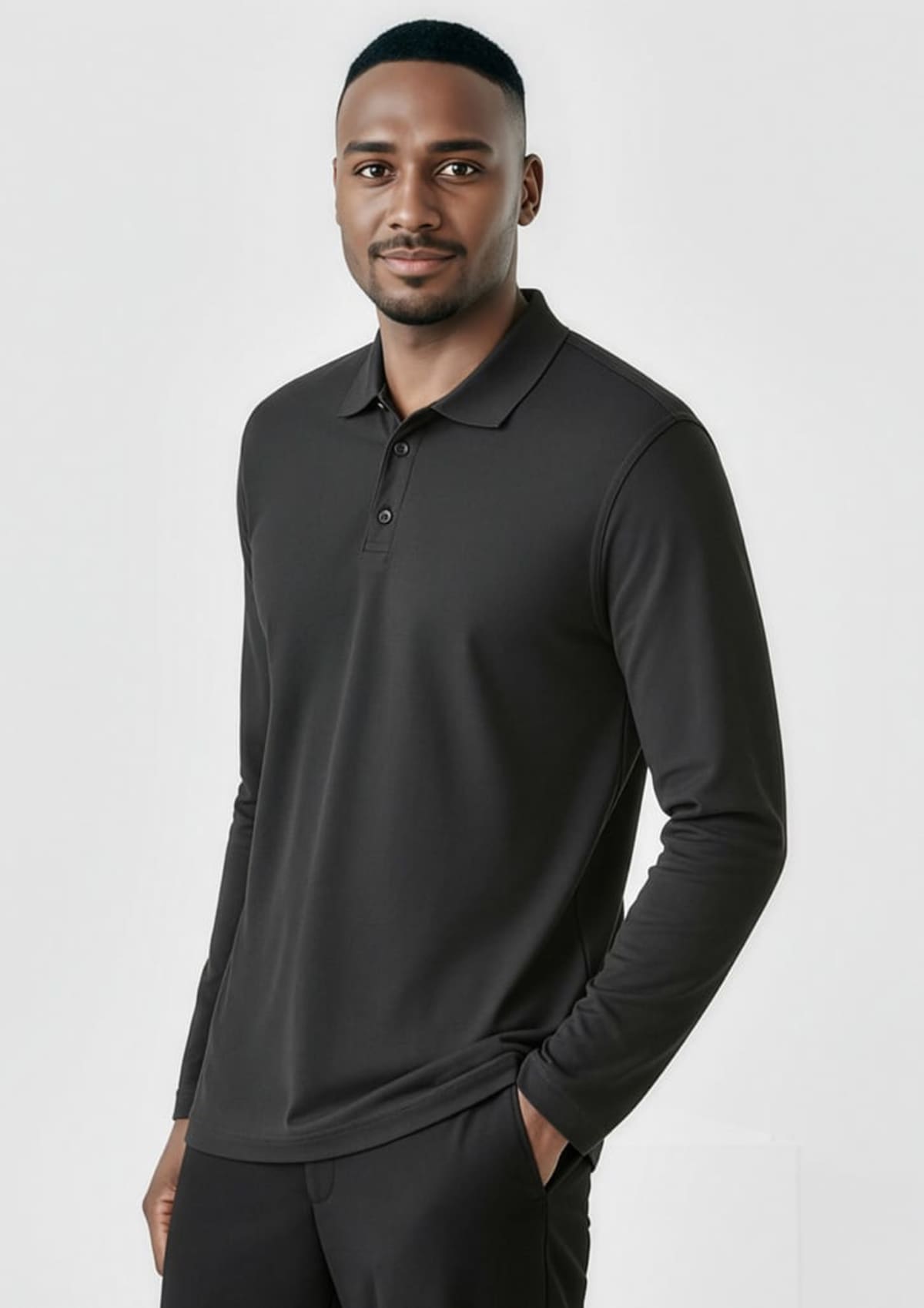 Mens Crew Long Sleeve Polo
