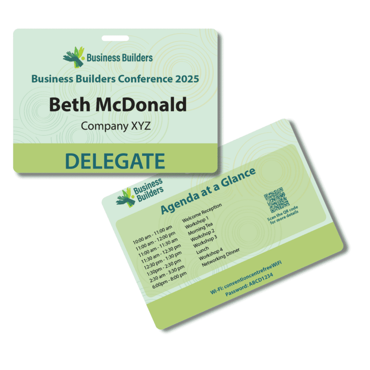 Pocketless Eco Paper Name Tag 105 x 74mm  Landscape - Front Names / Back Generic Program