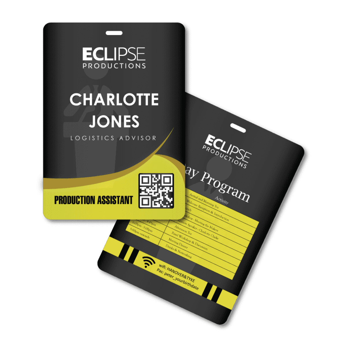 Pocketless Eco Paper Name Tag 105 x 148mm Portrait - Front Names / Back Generic Program