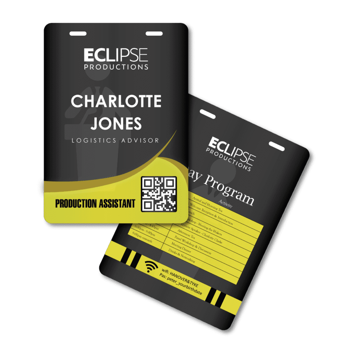 Pocketless Eco Paper Name Tag 105 x 148mm Portrait - Front Names / Back Generic Program