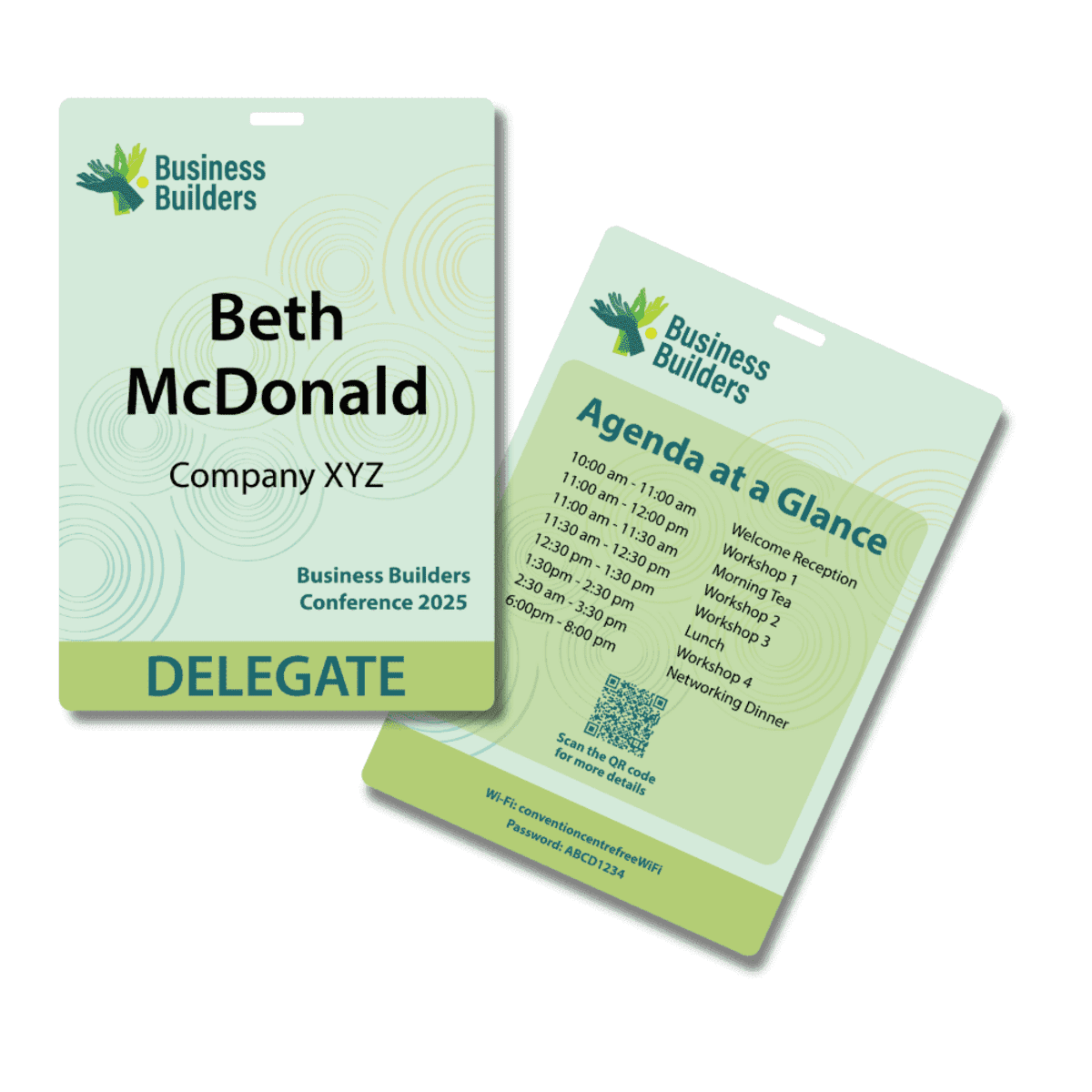 Pocketless Eco Paper Name Tag 105 x 148mm Portrait - Front Names / Back Generic Program