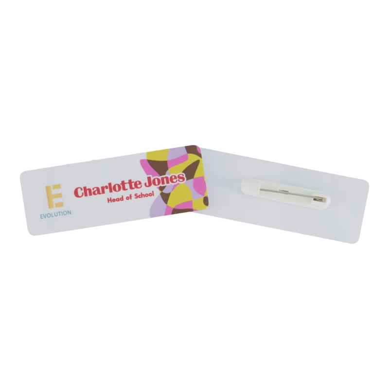 Plastic (PET) Staff Badge Full Colour Matte Finish - 70 x 35mm Branded