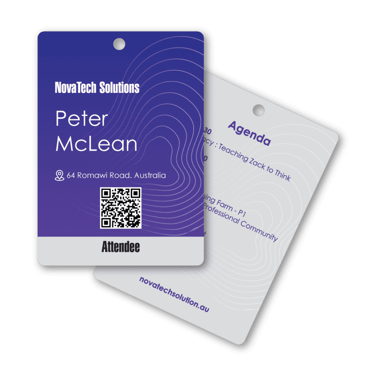 Plastic Card (PET) Portrait Tag 74 x 105mm - Front Names / Back Generic Program