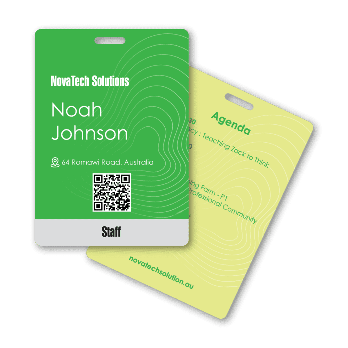 Plastic Card (PET) Portrait Tag 74 x 105mm - Front Names / Back Generic Program