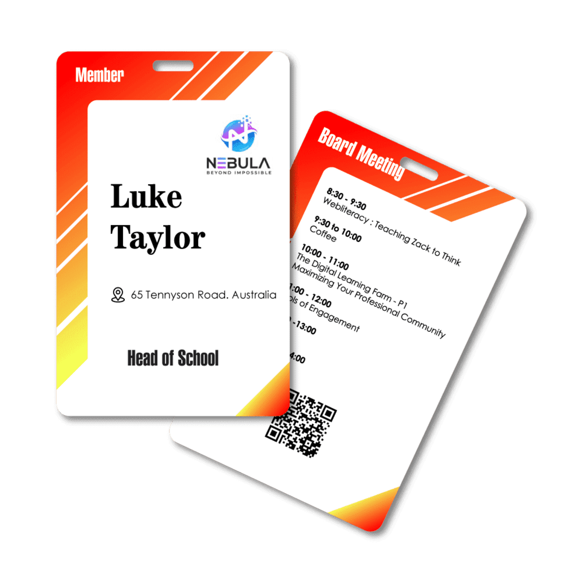 Plastic Card (PET) Tag 54 x 85.6mm Portrait