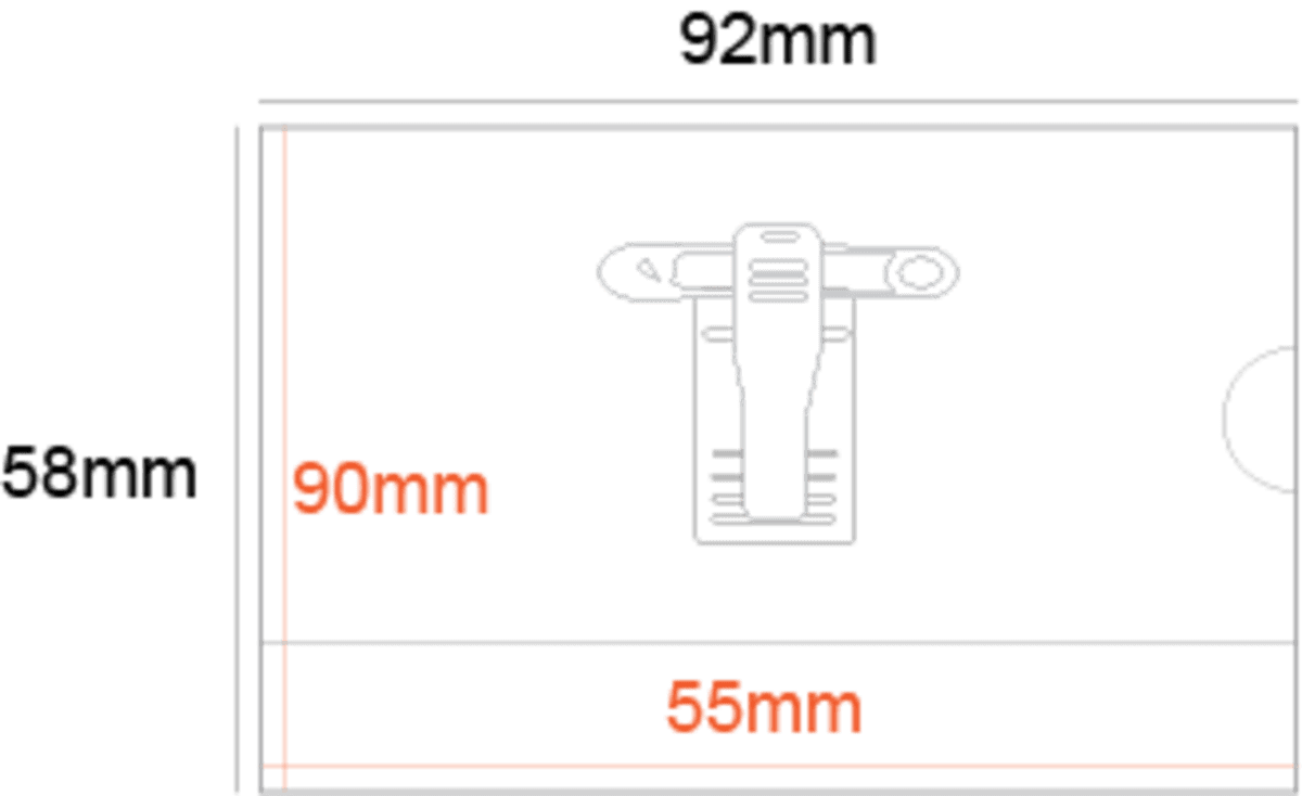 Business Card Size Rigid Badge Holder PVC Pocket with Clip & Pin