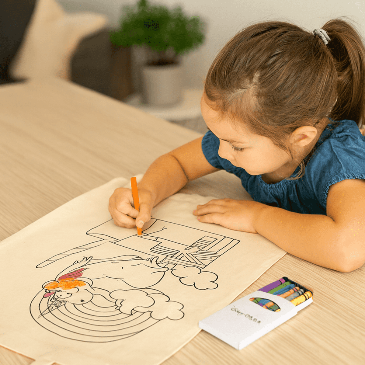 Squiggle Calico bag + Crayon set
