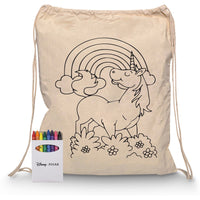 Squiggle Calico Drawstring Bag + Crayon set