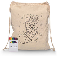 Squiggle Calico Drawstring Bag + Crayon set