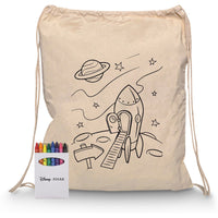 Squiggle Calico Drawstring Bag + Crayon set