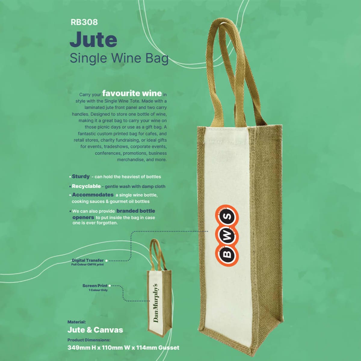 Jute Single Wine Bag