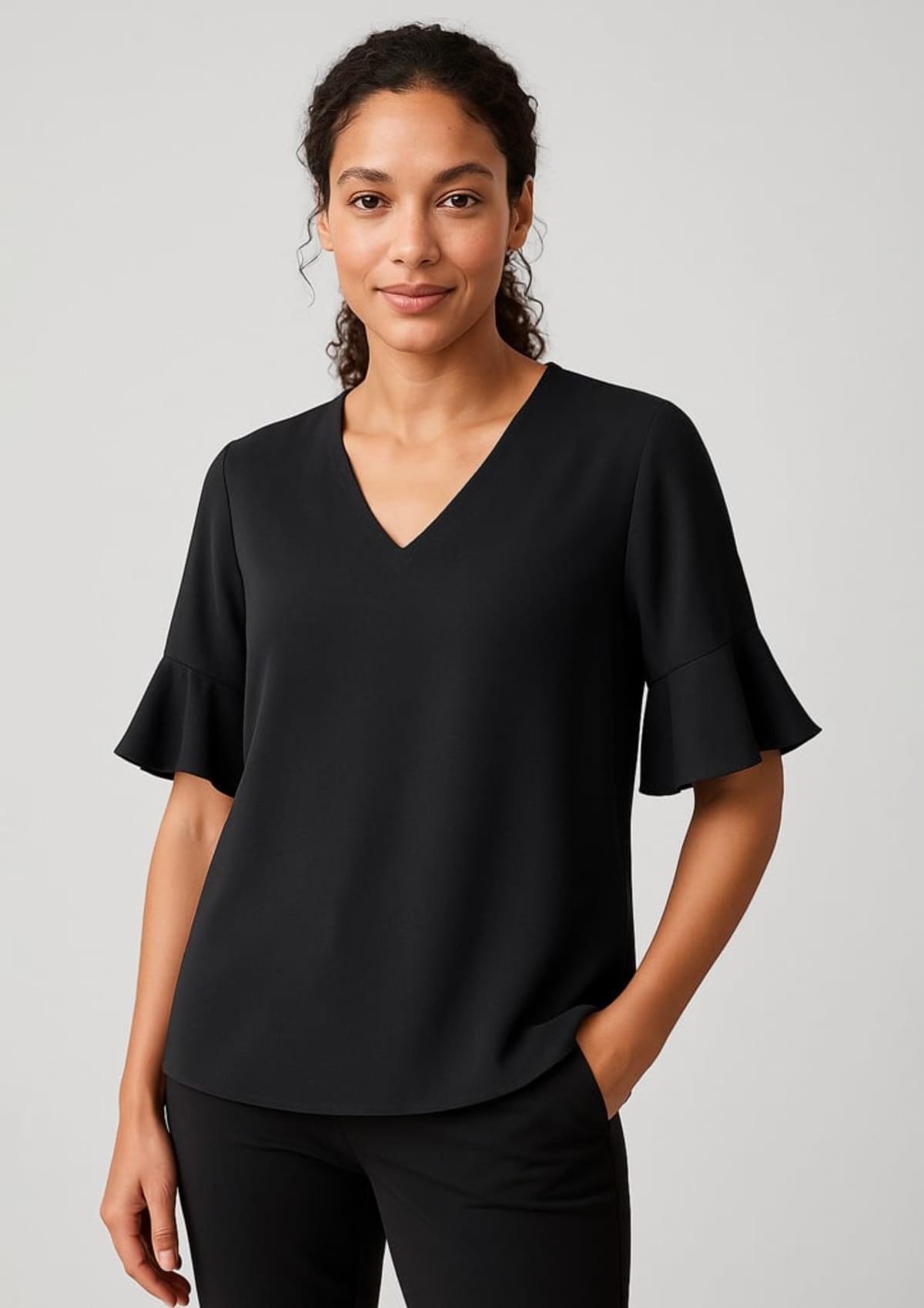 Womens Aria Fluted Sleeve Blouse